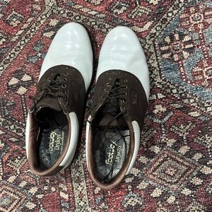 Men’s FootJoy White/Brown Golf Shoes, 9.5